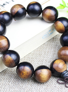 厂家批发黑檀阴阳木手串紫光檀乌