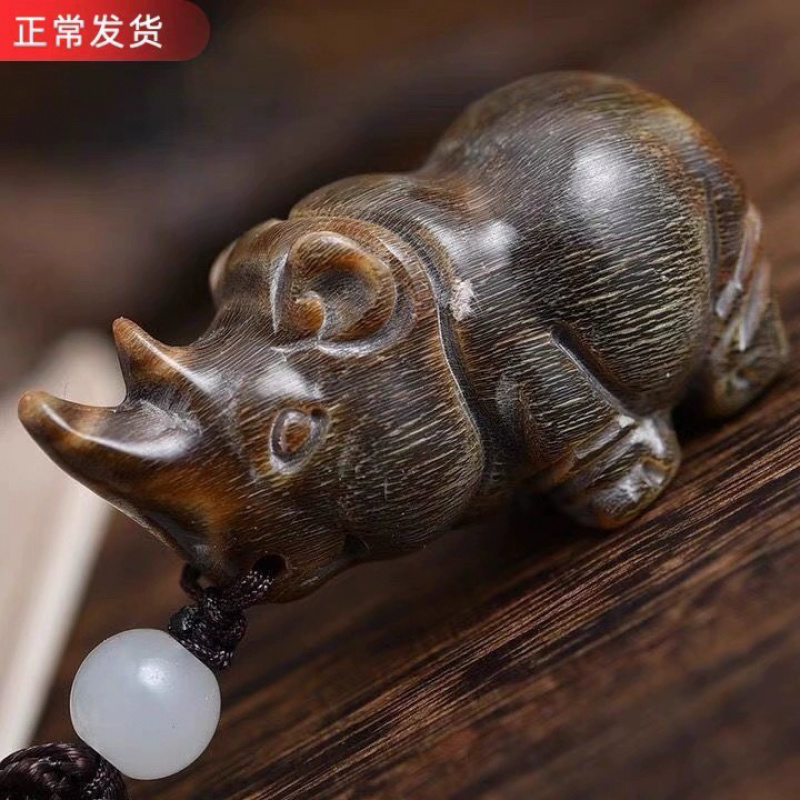 藏式天然老牦牛角射天角角艺雕刻件小犀牛摆件手把件车挂收藏级文 - 图2