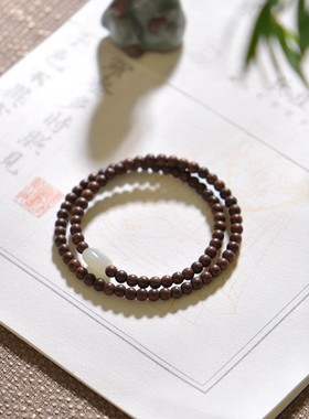 金丝檀6m纤细佛珠手链简约和田玉