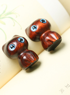 紫檀木雕小猫咪黑檀钥匙扣项链挂