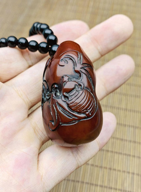 藏式西藏牦牛角手把件吊坠葫芦角