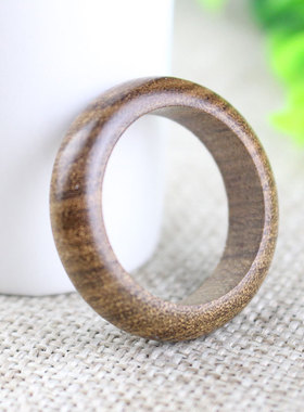 檀木戒指跑环男女指环佛珠配件黑