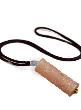 正宗西藏羊角龙柱项链雕刻龙行天