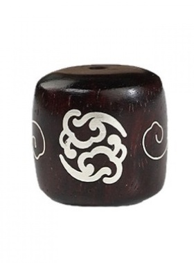 小叶紫檀木镶银卷草纹桶珠手串散