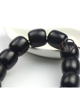 藏式天然非洲黑水牛角桶珠手串时