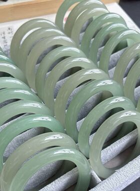 东陵玉胖圆条玉石手镯卡13mm高冰