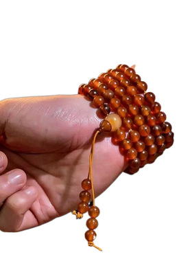 藏羊角108颗佛珠女男款多圈手链