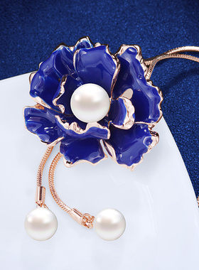 长款蓝色吊坠时尚风毛衣链