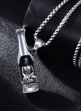 不锈钢佛像复古霸气风开瓶盖吊坠