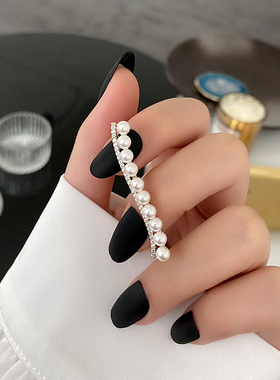 网红时尚个性双指环气质珍珠戒指