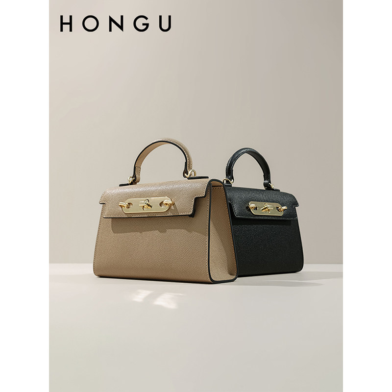 红谷2022新款潮牛皮单肩轻奢手拎包 红谷女士包袋