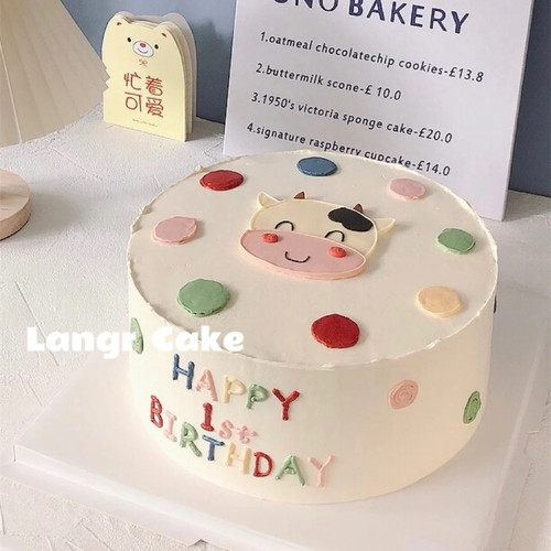 牛宝宝生日蛋糕装饰摆件满月百天一周岁软陶小牛生肖男孩女孩插件 - 图0