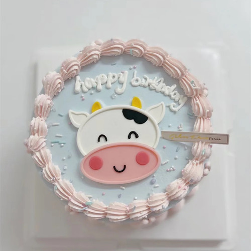 牛宝宝生日蛋糕装饰摆件满月百天一周岁软陶小牛生肖男孩女孩插件 - 图1