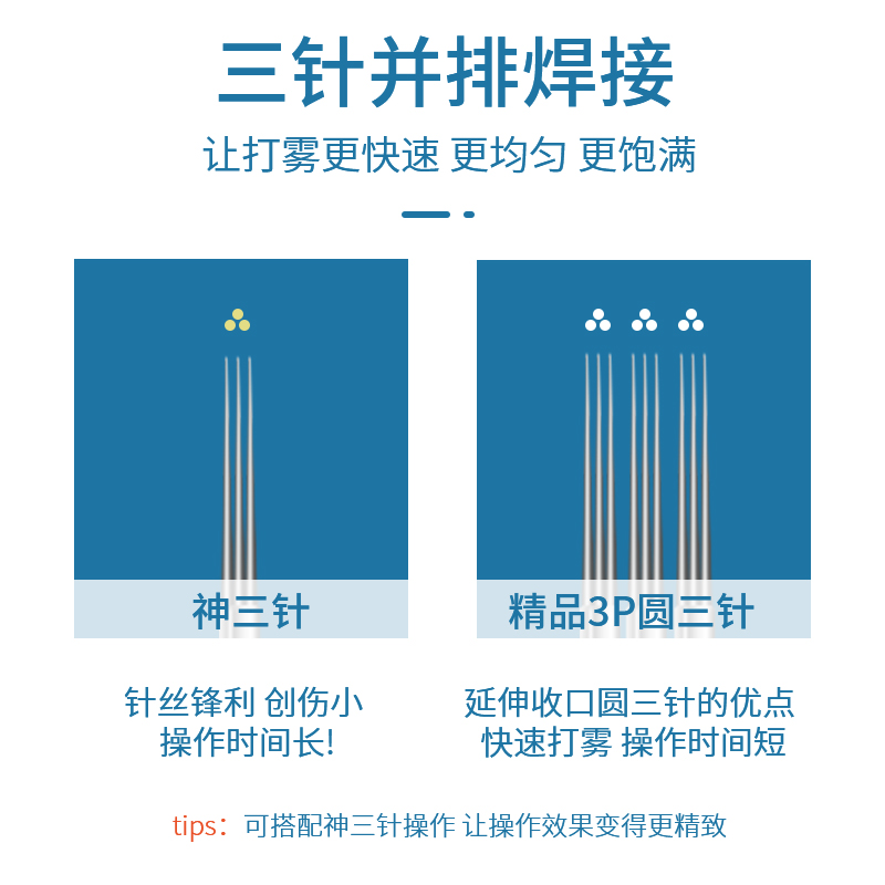 正品3P针纹绣针片手工打雾收口圆三神针片纹眉雾眉线条眉纹绣用品-图1