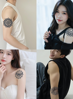 曼陀罗花图腾草本纹身贴纸男女防