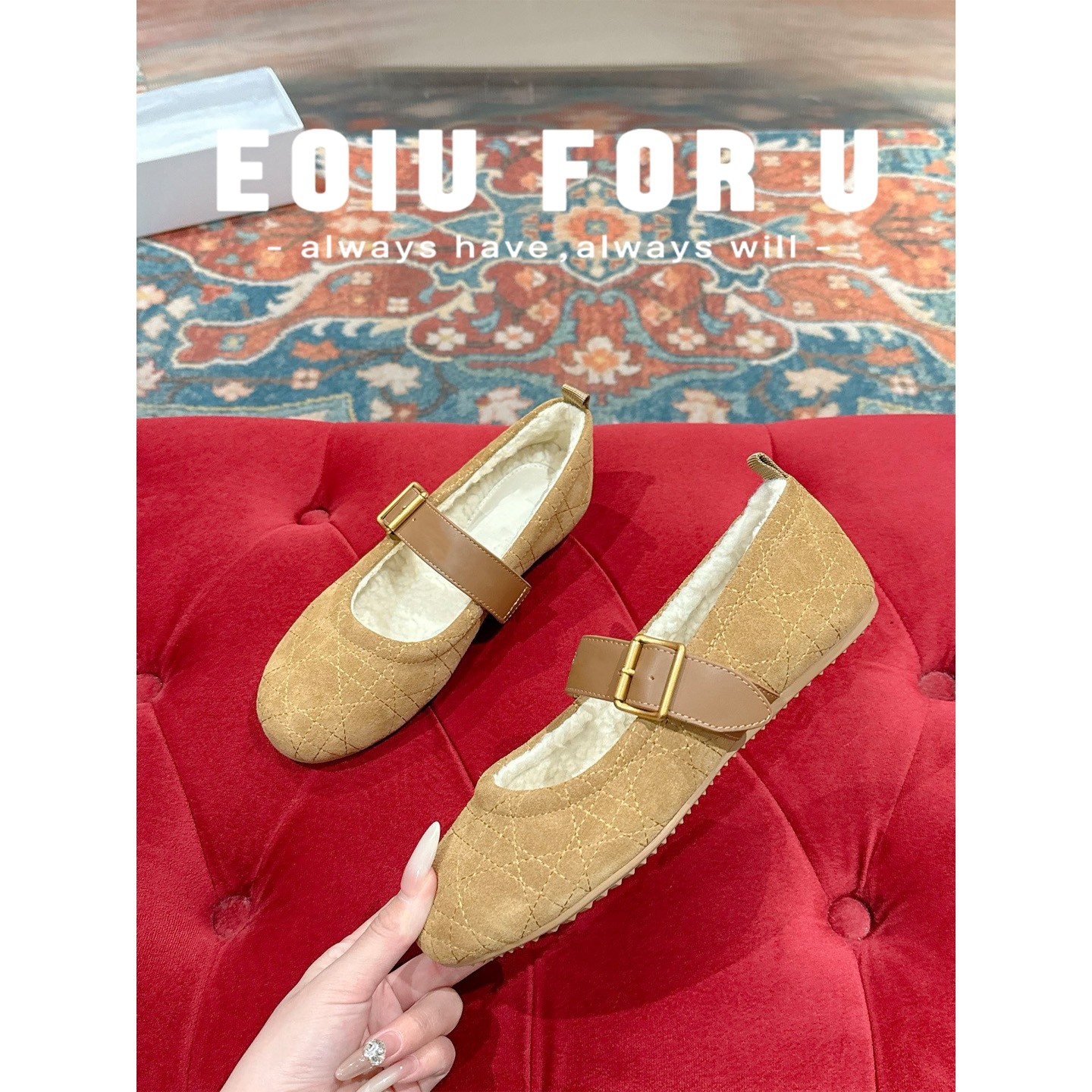 EOIU 11.26 渠道货复古玛丽珍圆头平底一字带法式优雅浅口单鞋女,淘宝优惠券,粉丝福利购,淘宝优惠卷