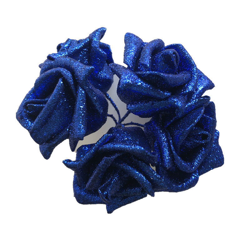 带杆仿真金粉玫瑰花头pe蓝色妖姬花朵水晶花diy卡通花束包装材料,淘宝优惠券,粉丝福利购,淘宝优惠卷