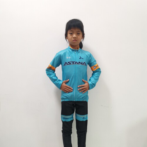 极客狮专业轮滑服套装男女儿童学生抓绒春秋弹力长袖运动服速滑服 - 图0
