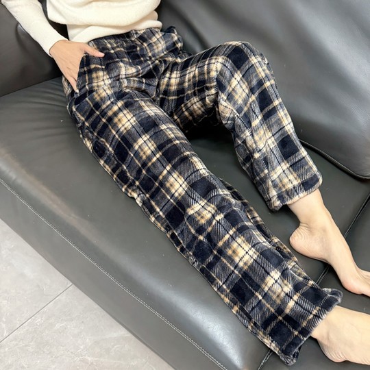 男女秋冬季珊瑚绒睡裤女加厚保暖居家宽松暖暖裤法兰绒长裤家居裤