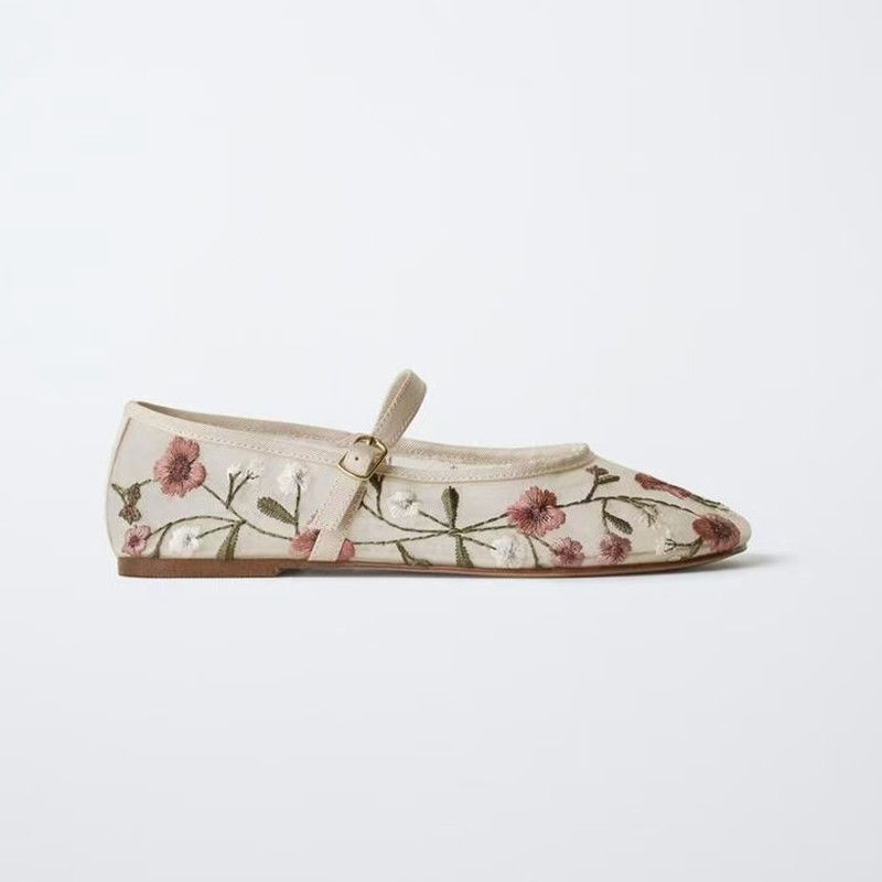 西班牙2025夏季新品圆头浅口休闲中空女鞋刺绣平底芭蕾舞欧美单鞋,淘宝优惠券,粉丝福利购,淘宝优惠卷