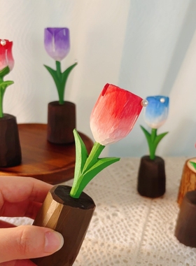 DIY玫瑰花涂色实木装饰桌面摆件生日礼物送男友女友礼物手工上色