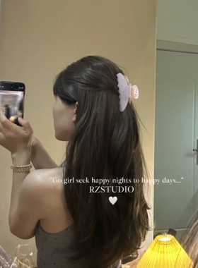 RZSTUDIO果冻淡淡粉少女氛围感珍珠字母发抓