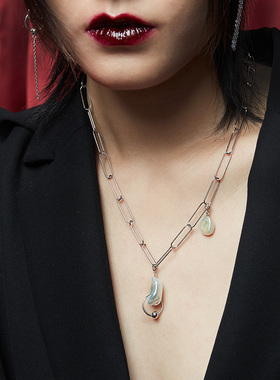 硬糖小众925银珍珠项链男女款