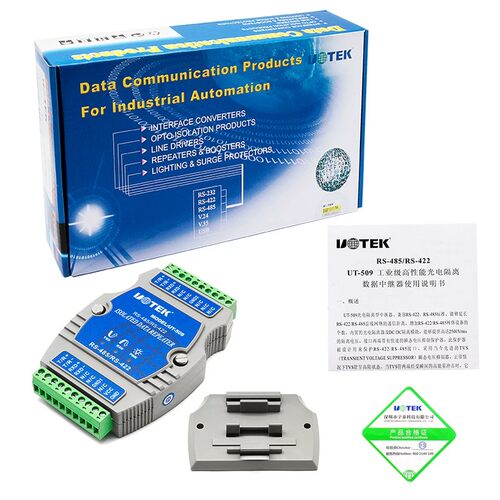 UTEK/宇泰UT-509 485中继器工业级光电隔离防雷RS485/RS422信号放大器延长器模块增强器大功率加强器 - 图2
