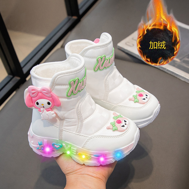 女童雪地靴2025冬季新款库洛米加绒二棉美乐蒂女孩校园棉鞋发光鞋,淘宝优惠券,粉丝福利购,淘宝优惠卷