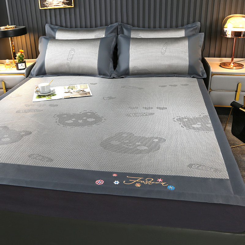 2022夏季新款家用冰丝三件套藤席子 棉客家纺凉席/竹席/藤席/草席/牛皮席