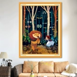 青飞 Точная печать лев перекрестный удар новый мультфильм мультфильм маленькая девочка гостиная спальня Свежая вышивка висящая картина