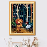 青飞 Точная печать лев перекрестный удар новый мультфильм мультфильм маленькая девочка гостиная спальня Свежая вышивка висящая картина