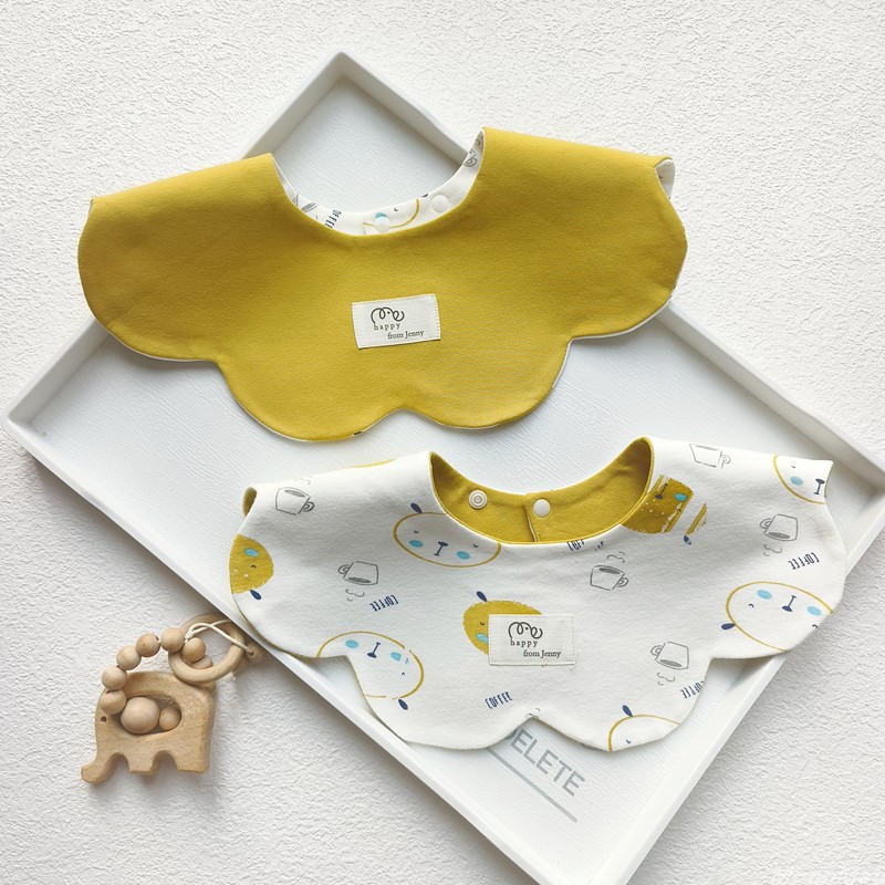 Baby pure cotton double-sided pattern widened saliva towel