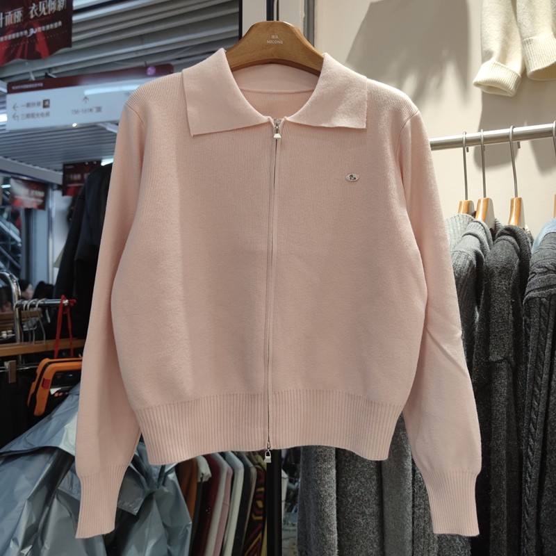 7718春季新款女翻领长袖针织衫毛衣开衫外套拉链纯色上衣,淘宝优惠券,粉丝福利购,淘宝优惠卷