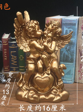 复古风ins展翅拥抱爱情之吻小天使摆件 婚礼生日礼物家居软装饰品