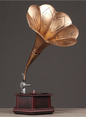 复古黑胶唱机铁艺酒吧咖啡厅摆件