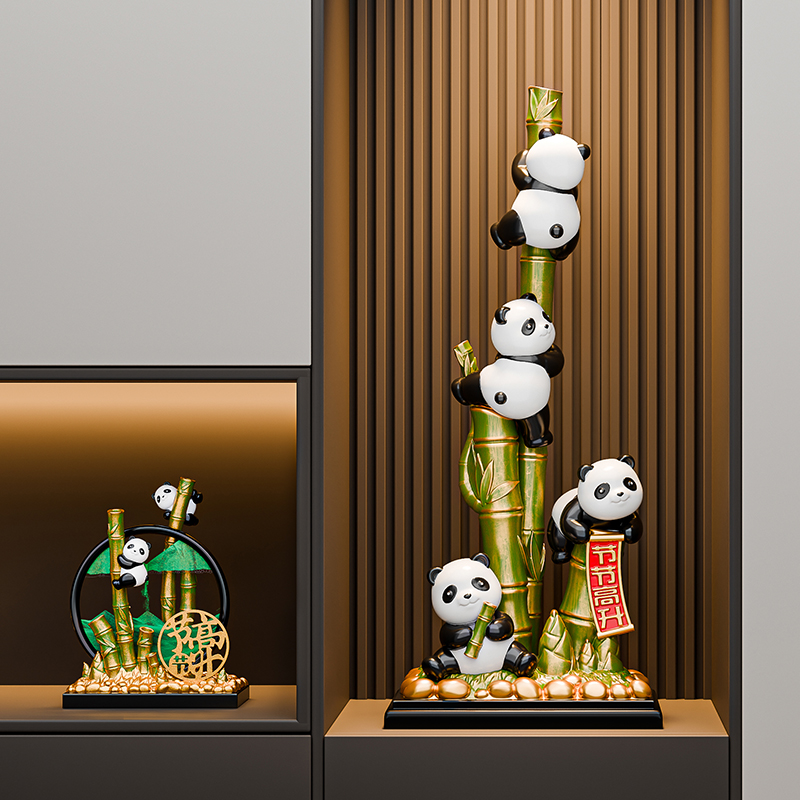贝汉美节节高升熊猫入户玄关摆件客厅电视柜家居装饰乔迁新居礼物 - 图2