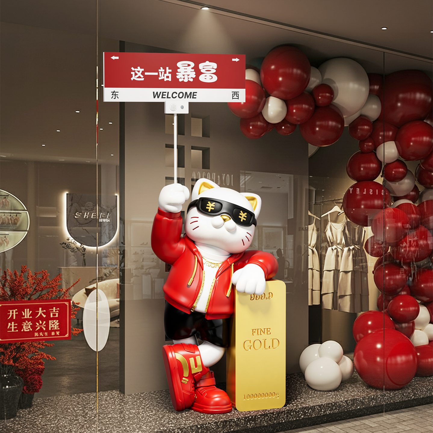 贝汉美大型网红招财猫发财摆件客厅公司前台店铺门口装饰开业礼物,淘宝优惠券,粉丝福利购,淘宝优惠卷