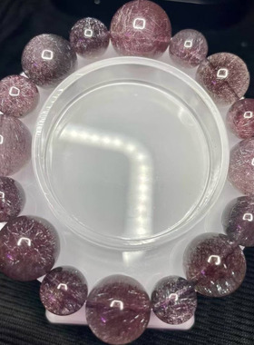 魅晶天然水晶晶体通透黑红超七烟花手链