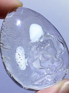 魅晶天然水晶晶体通透水胆路晶中晶莲花吊