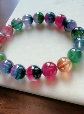 魅晶天然水晶晶体通透色彩缤纷缺不失高雅格调手链