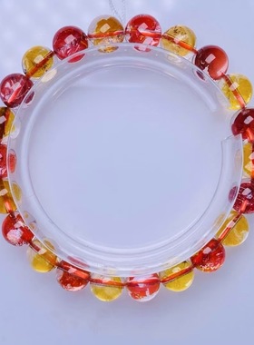 魅晶天然水晶晶体通透双色锦鲤胶花手链