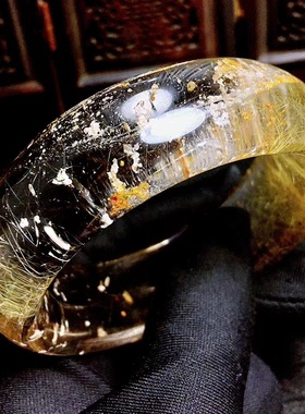 魅晶天然水晶晶体通透金发晶白幽灵共生水晶手镯