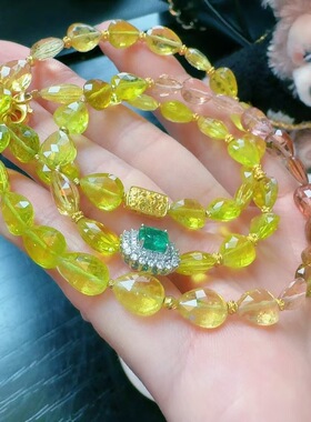 魅晶天然水晶晶体通透塔尖金丝雀切面多圈手链