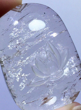 魅晶魅晶天然水晶晶体通透水胆路晶中晶莲花吊坠