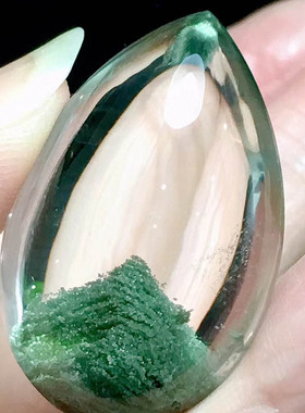 魅晶天然水晶晶体通透天然巴西绿幽灵千层银山原石水滴吊坠