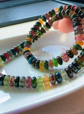 魅晶天然水晶晶体通透近玻璃体浓彩蝶珠双圈手链