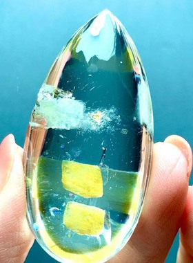 魅晶天然水晶晶体通透天然黄色方解石吊坠