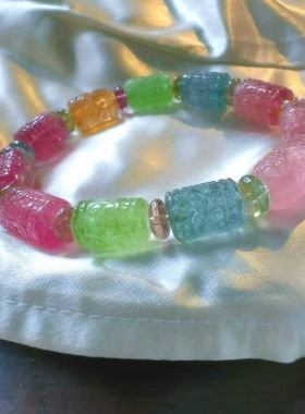 魅晶天然水晶晶体通透温润流光晶莹剔透精雕回纹珠手链