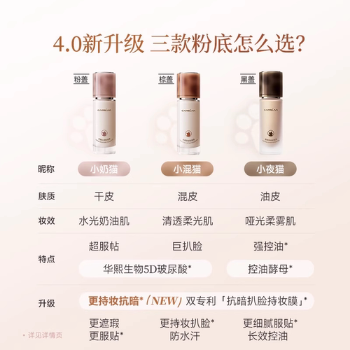 【会员小美盒】卡姿兰粉底液小样小奶猫夜猫粉底液遮瑕持久不脱妆 - 图3